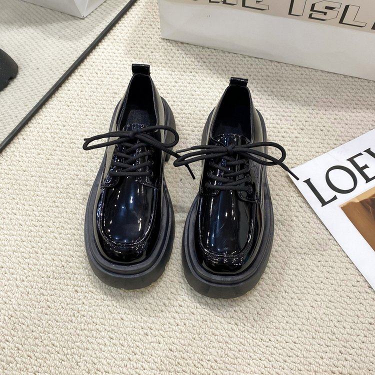 2025春季新款乐福鞋豆豆鞋亮光哑光英伦风小皮鞋女百搭黑色厚底,女鞋,乐福鞋（豆豆鞋）,淘宝优惠券,粉丝福利购,淘宝优惠卷