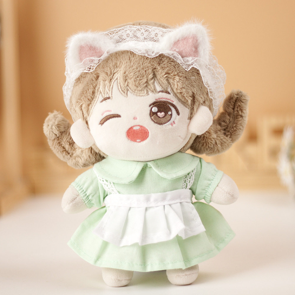 明星棉花娃娃替换衣服猫耳朵绿女仆装毛绒玩具公仔20厘米玩偶娃衣