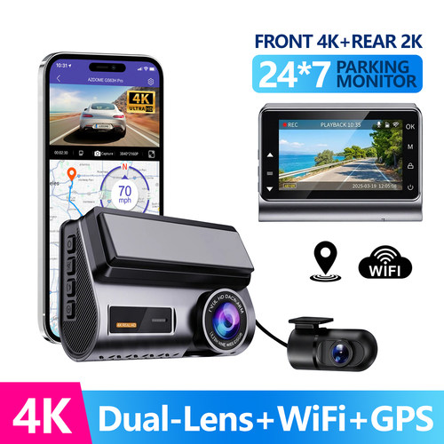 4K前后录像行车记录仪CAM夜视GPS