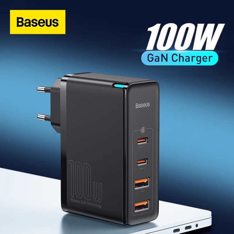 Baseus GaN Charger 100W USB Type C PD Fast Charger For MacBook Laptop Smartphone港澳充电器圆插头欧规