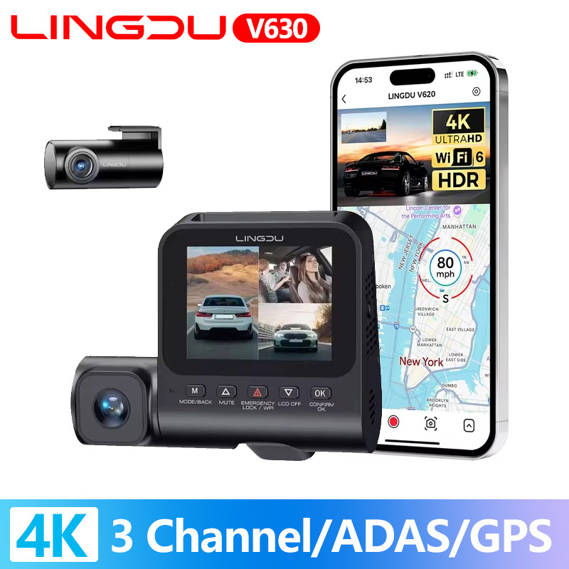LINGDU V630 4K Dash Cam Car Dvr Front and Inside with ADAS