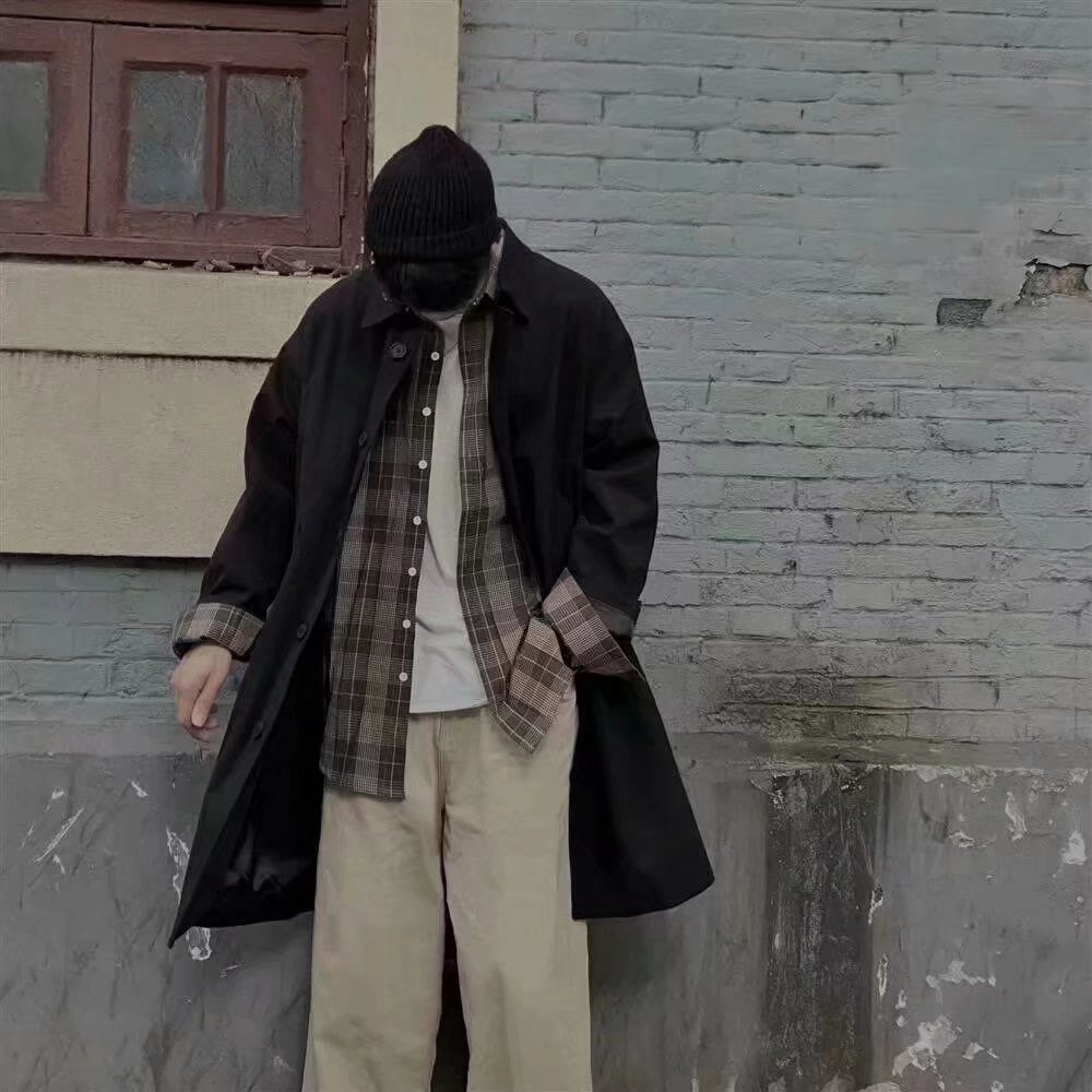 TRENCH COAT MENS MID-LENGTH CASUAL LOOSE LAPEL SOLID COLOR COAT SPRING 2023 NEW HANDSOME AND VERSATILE COAT