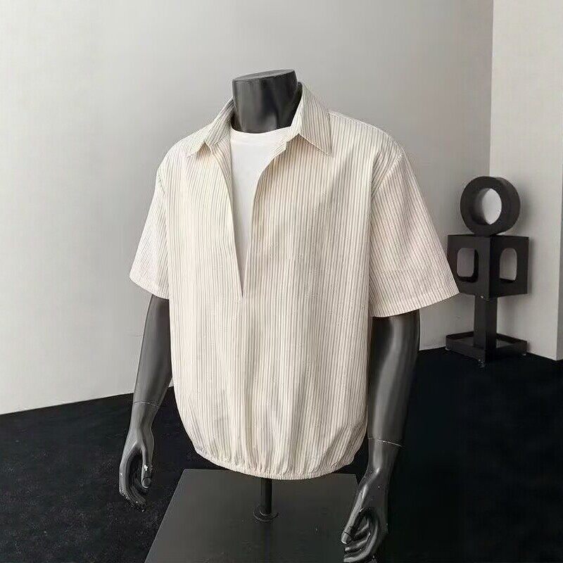 灰色假两件短袖衬衫男生夏季