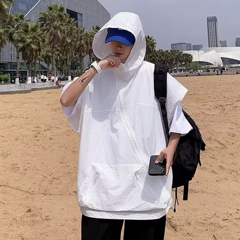 斜拉链无袖马甲男士夏季潮牌