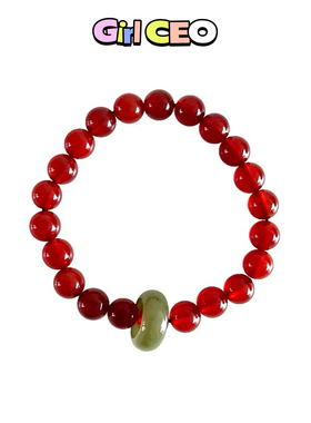 少女CEO平安扣新中式国风串珠手链女2024年新款和红绿撞色手串