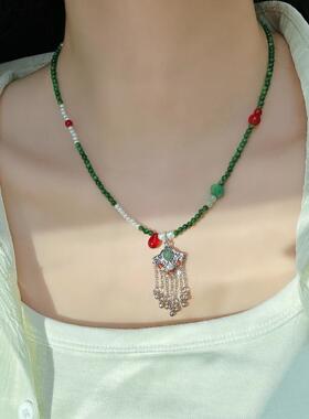 高级感新中式青绿复古项链CEO