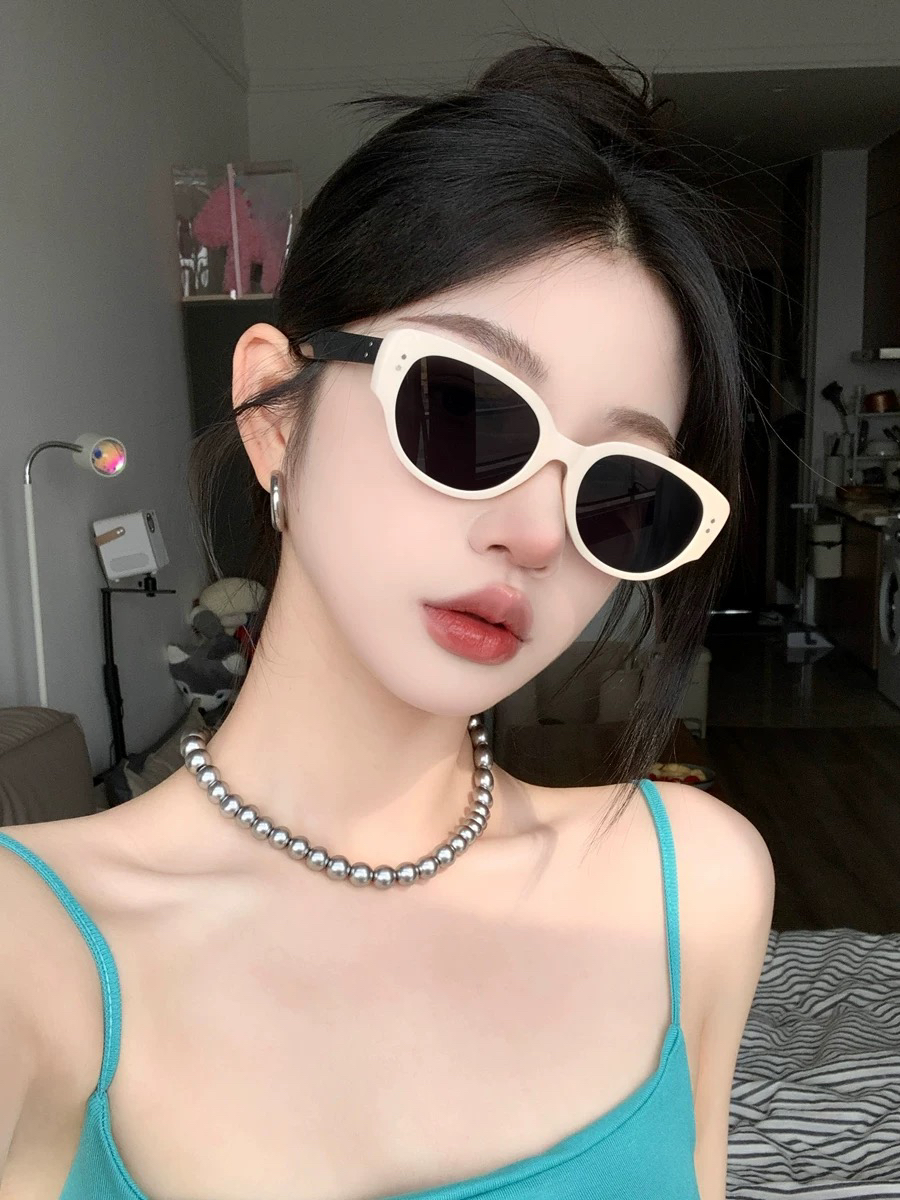 少女CEO 复古猫眼墨镜女gm2025新款网红防紫外线方圆脸太阳眼镜