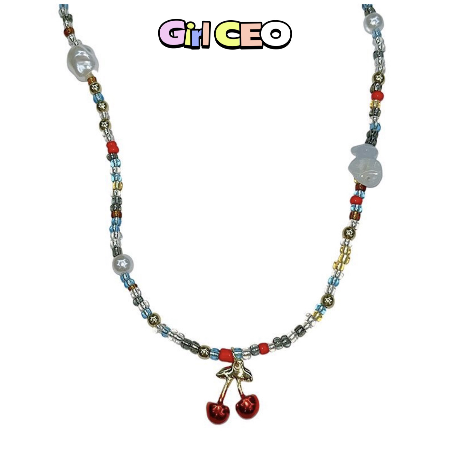 少女CEO【红了樱桃】串珠锁骨链小众设计复古百搭樱桃少女项链女