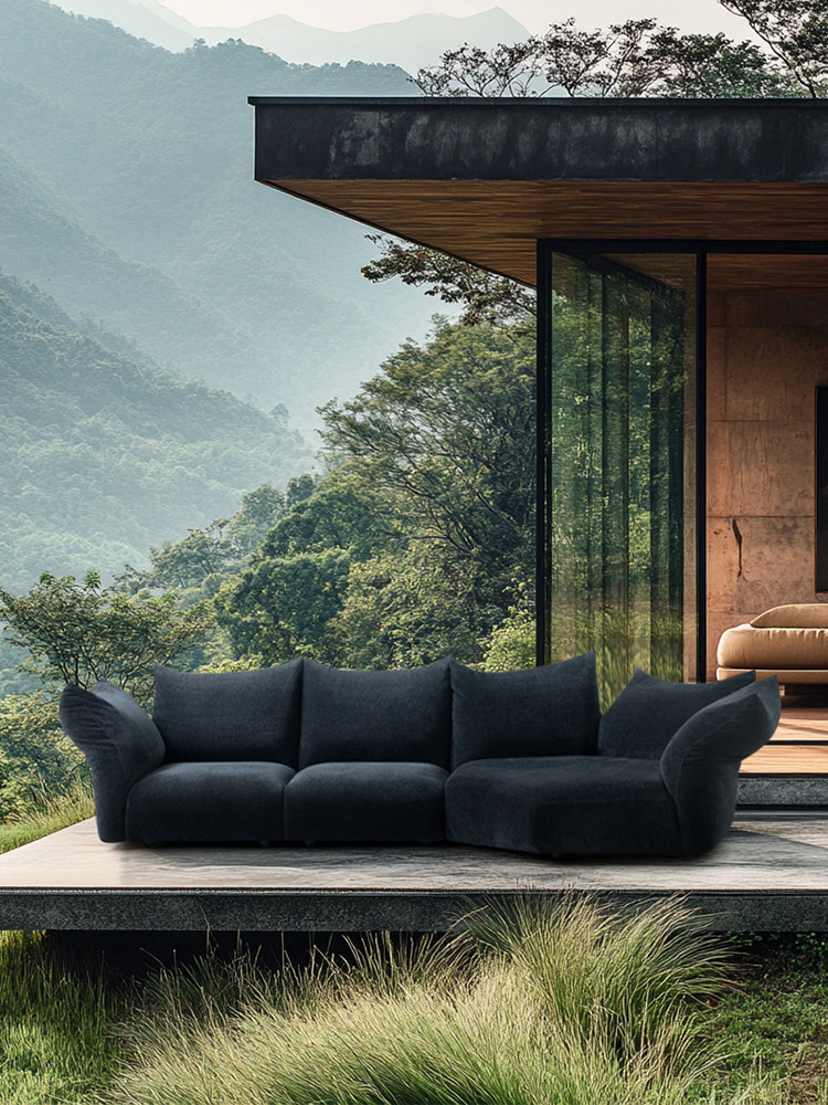Xixijia | Steel frame version petal sofa, Italian chenille fabric sofa, special-shaped curved chaise longue sofa