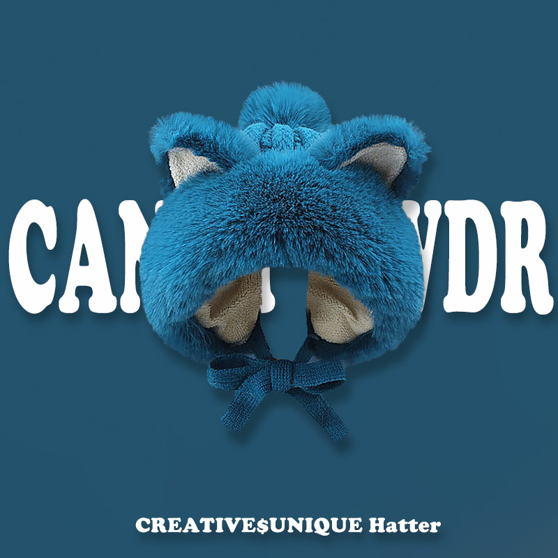 日系冬季可爱女款百搭雷锋帽子女韩版百搭狐狸耳朵毛绒保暖护耳帽