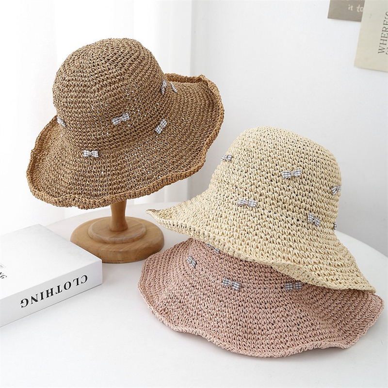 韩版夏季钩针草帽女士大沿镂空