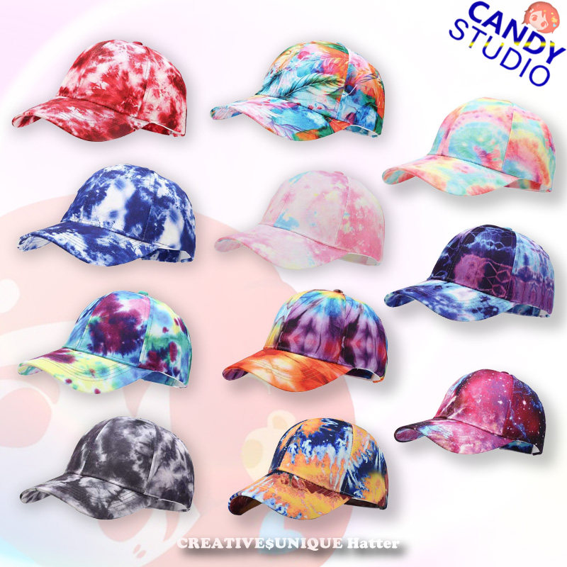 扎染棒球帽户外遮阳防晒鸭舌帽韩版时尚百搭印花太阳帽外贸款帽子