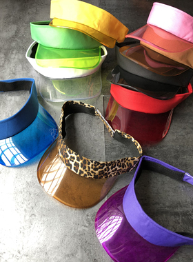 韩国东大门紫色透明空顶鸭舌帽女夏天潮个性街头无顶防晒太阳帽男