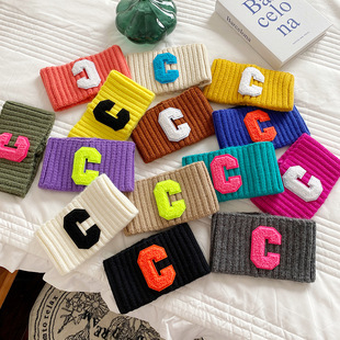 宽边针织发带韩国网红C字母秋冬保暖发箍瑜伽运动头带化妆束头套