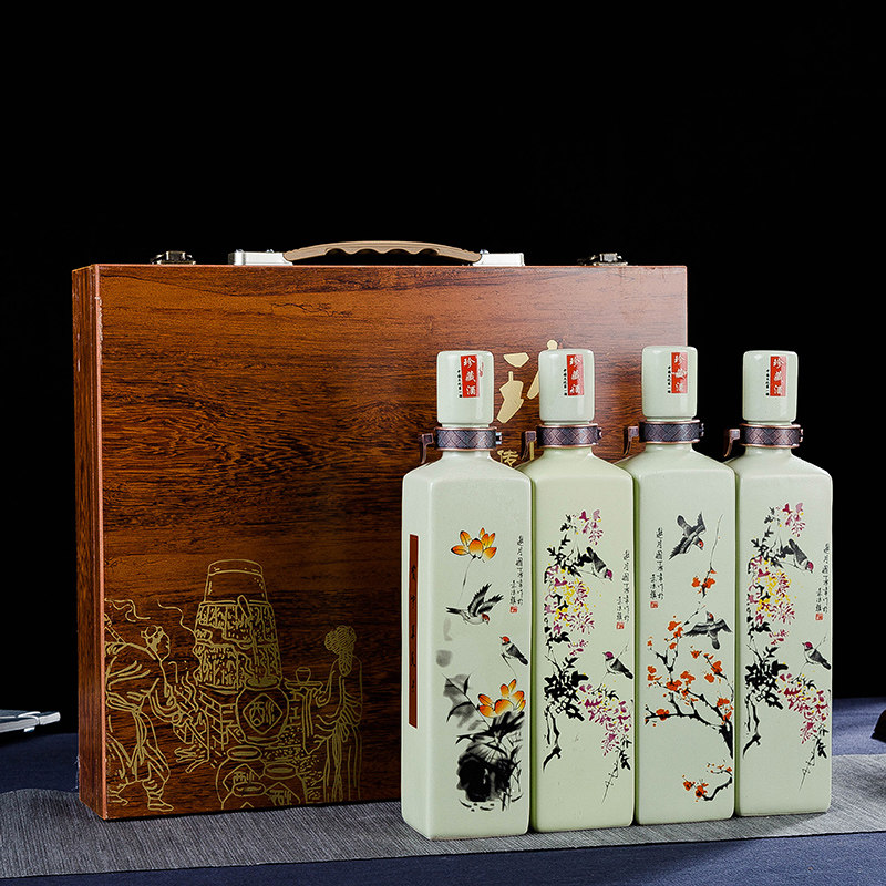1斤装景德镇陶瓷酒瓶酒坛子空酒瓶白酒瓶装酒瓷瓶梅兰竹菊礼盒装