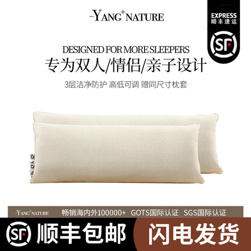 夏双人成人纯棉荞麦壳长枕头情侣