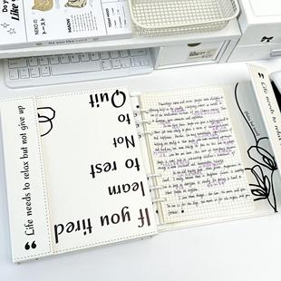 ins风PUA5活页本英文磁吸翻盖软皮高颜值本子横线空格方格笔记本