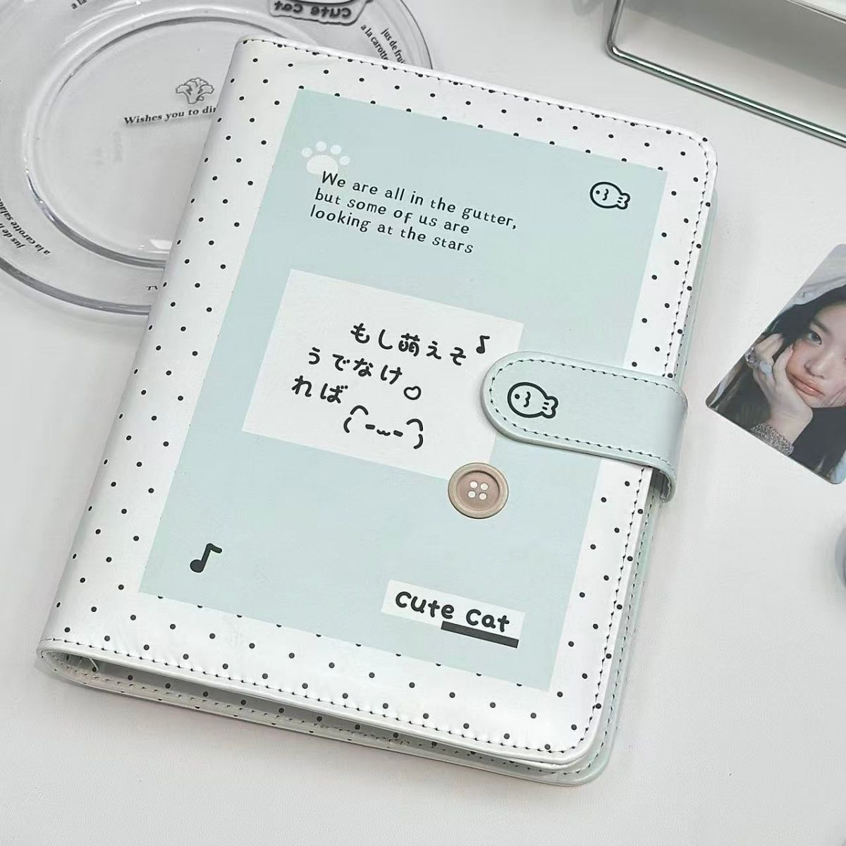 星星耳机小猫A5四宫格PU卡册ins可爱高颜值学生小卡收纳册相册本