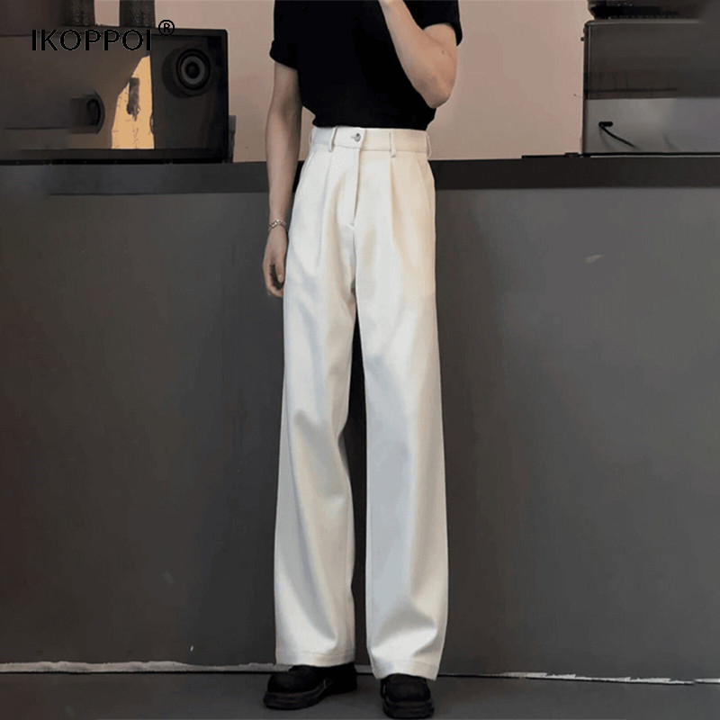轻奢美式cleanfit直筒西裤男款春夏潮牌垂坠高级感阔腿西装休闲裤