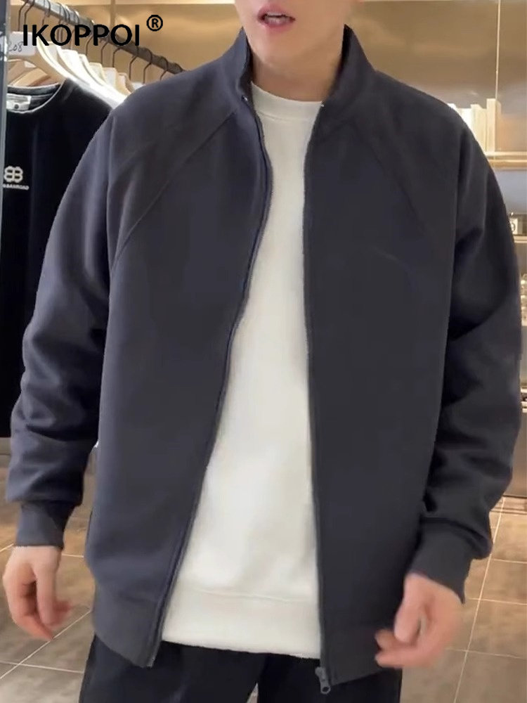 高端立领开衫卫衣外套男士2025春秋季新款休闲秋装运动上衣服潮流