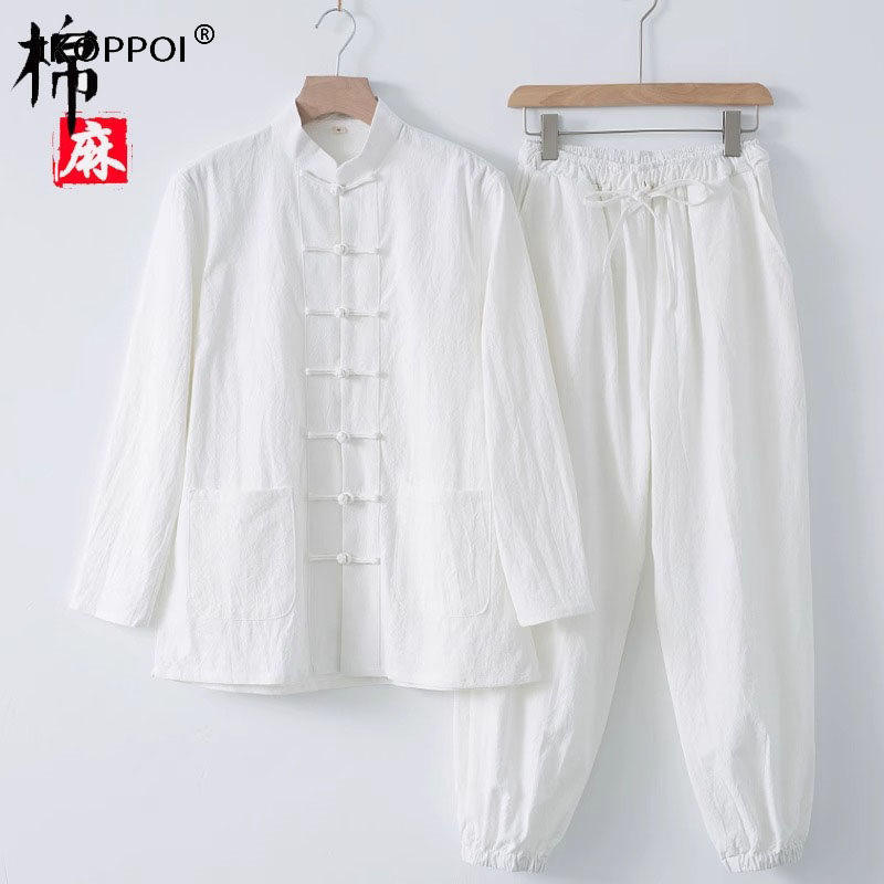 高端中国风棉麻居士服禅服男士夏季套装中式复古男装古风唐装汉服