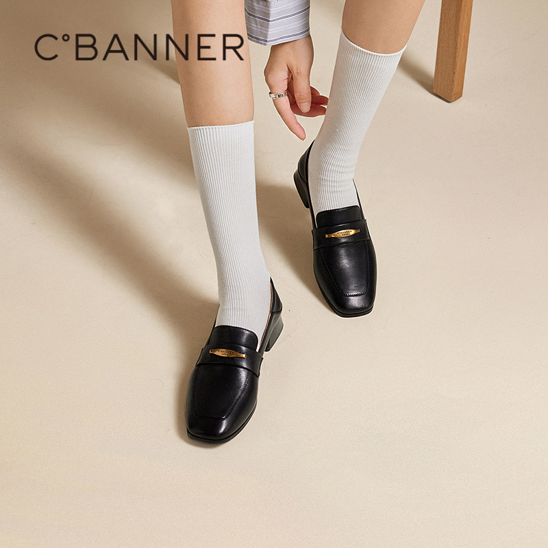 千百度经典中跟乐福鞋女款百搭气质新款通勤豆豆鞋羊皮方跟单鞋,女鞋,乐福鞋（豆豆鞋）,淘宝优惠券,粉丝福利购,淘宝优惠卷