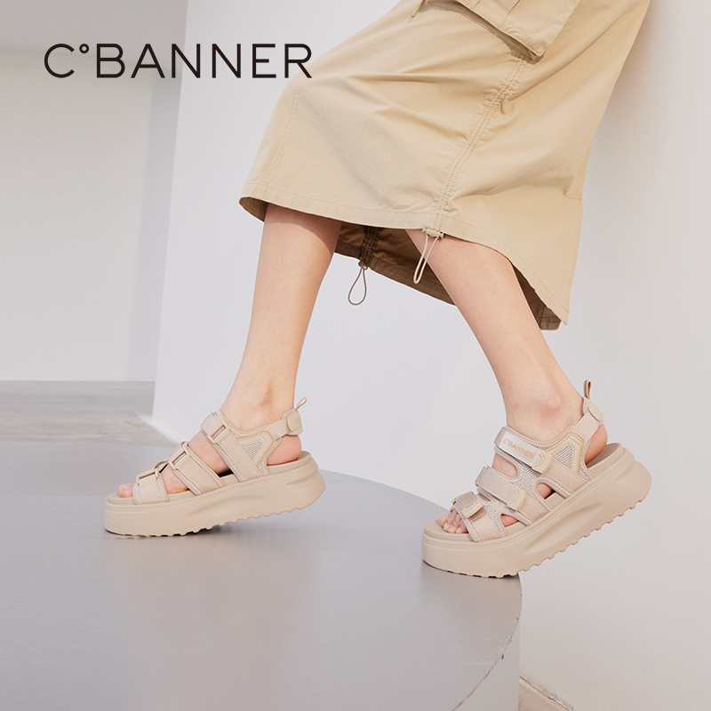 千百度休闲凉鞋女鞋魔术贴