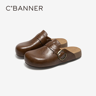 【上新】千百度厚底包头勃肯鞋女2026春季新款增高平底外穿凉拖鞋