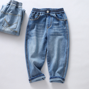 儿童棉柔软男童中大童帅气裤 童装 子春秋w12 宽松舒适 有型牛仔裤