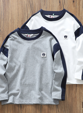 【A类棉】醇厚手感柔糯拼色儿童棉打底衫t恤长袖衫外贸童装春秋W8