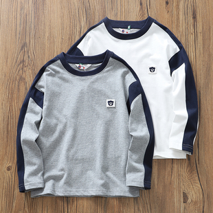 【A类棉】醇厚手感柔糯拼色儿童棉打底衫t恤长袖衫外贸童装春秋W8