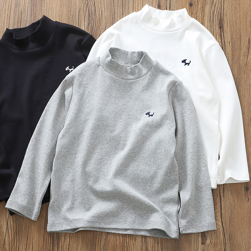 高品质棉半高领纯棉男童打底衫