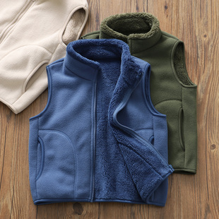 秋冬款童装男童亲子款~加厚摇粒绒马甲儿童保暖背心立领拉链马夹A