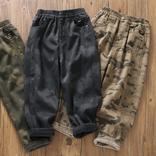 加绒】秋冬高品质儿童迷彩加厚保暖裤~柔软男童休闲裤子童装L1