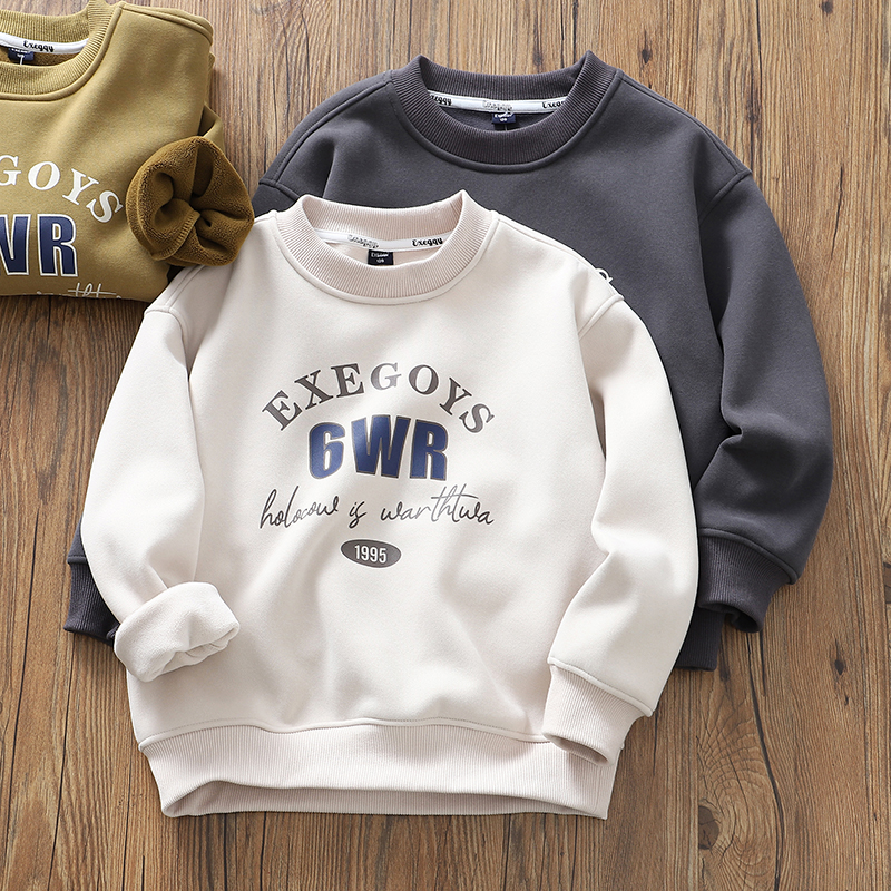 童装男童秋冬新款一体绒圆领卫衣