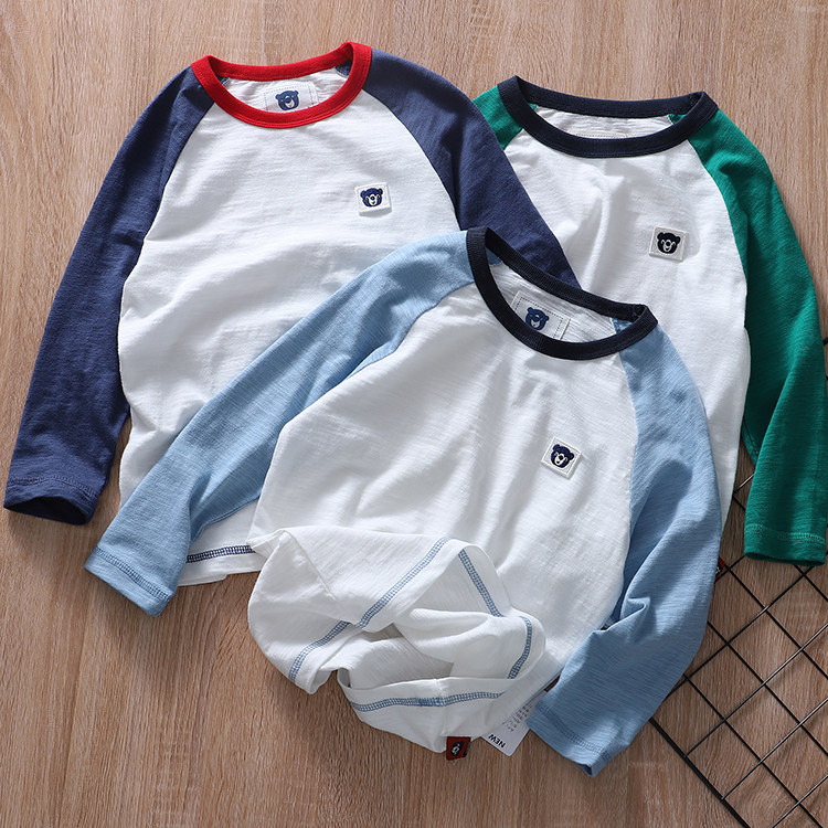 小熊竹节棉柔软长袖外贸打底衫