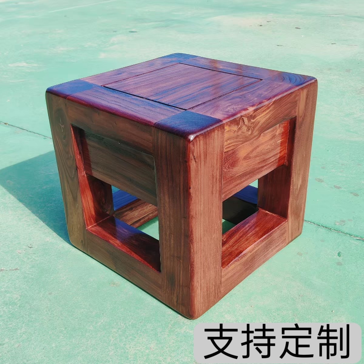 家用经济型加厚老榆木儿童矮凳子全实木40cm高成人中式方实木板凳
