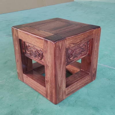 榆木雕花正方木凳 原木凳四方凳 矮凳家用坐凳门口换鞋凳平脚稳固