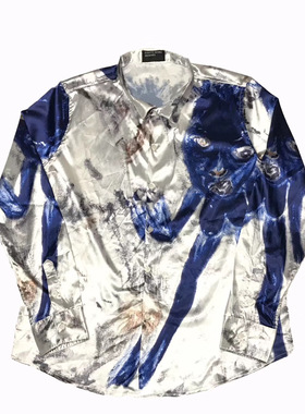 casabulca ERD 忧郁的富二代 19FW DON 丝绸蓝精灵时尚艺术家衬衫