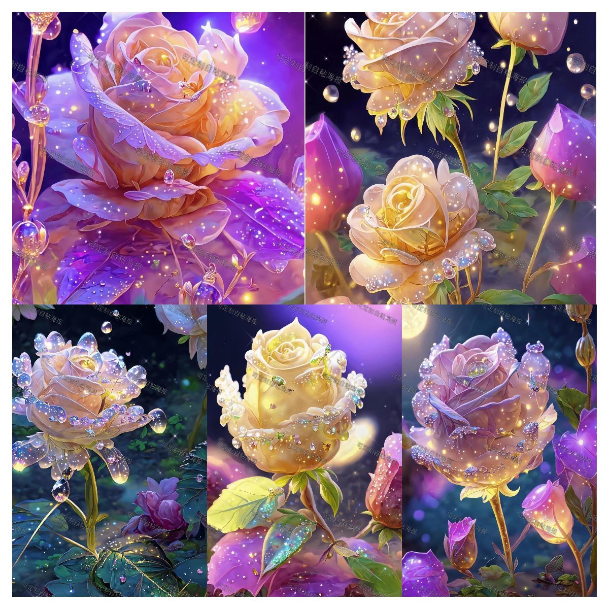 简约高级梦幻水晶玫瑰自