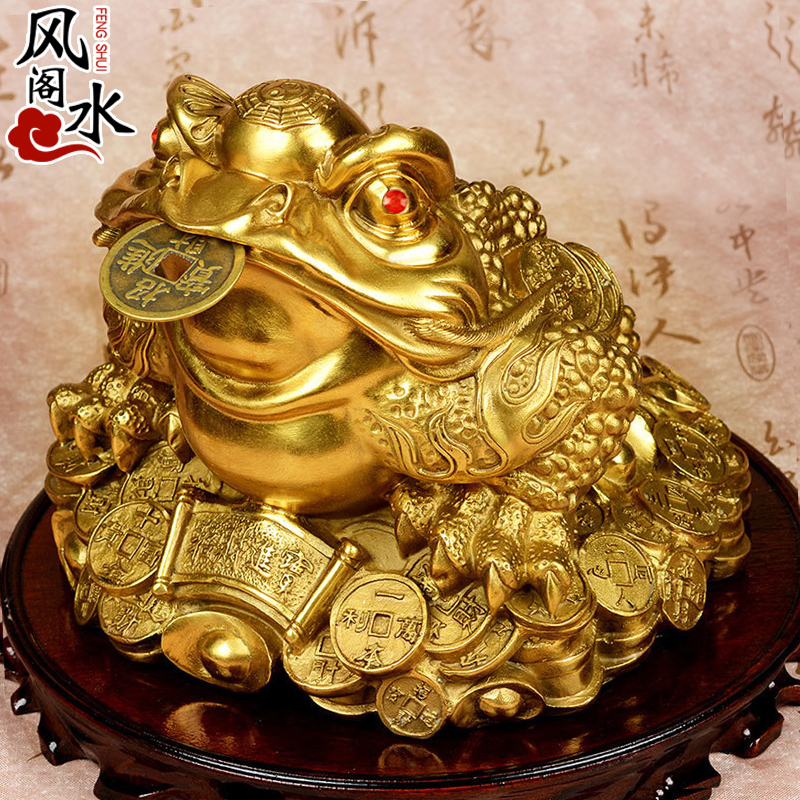 风水阁全铜金蟾招财摆件旺财风水金蝉三足金蟾蜍店铺客厅开业礼品