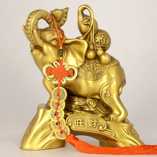 饰摆设工艺礼品 铜大象摆件葫芦母子象铜象一对家居客厅玄关展厅装