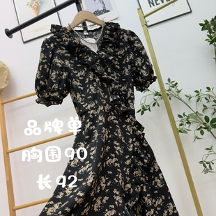 8实体断码 品牌单 碎花雪纺包裙连衣裙