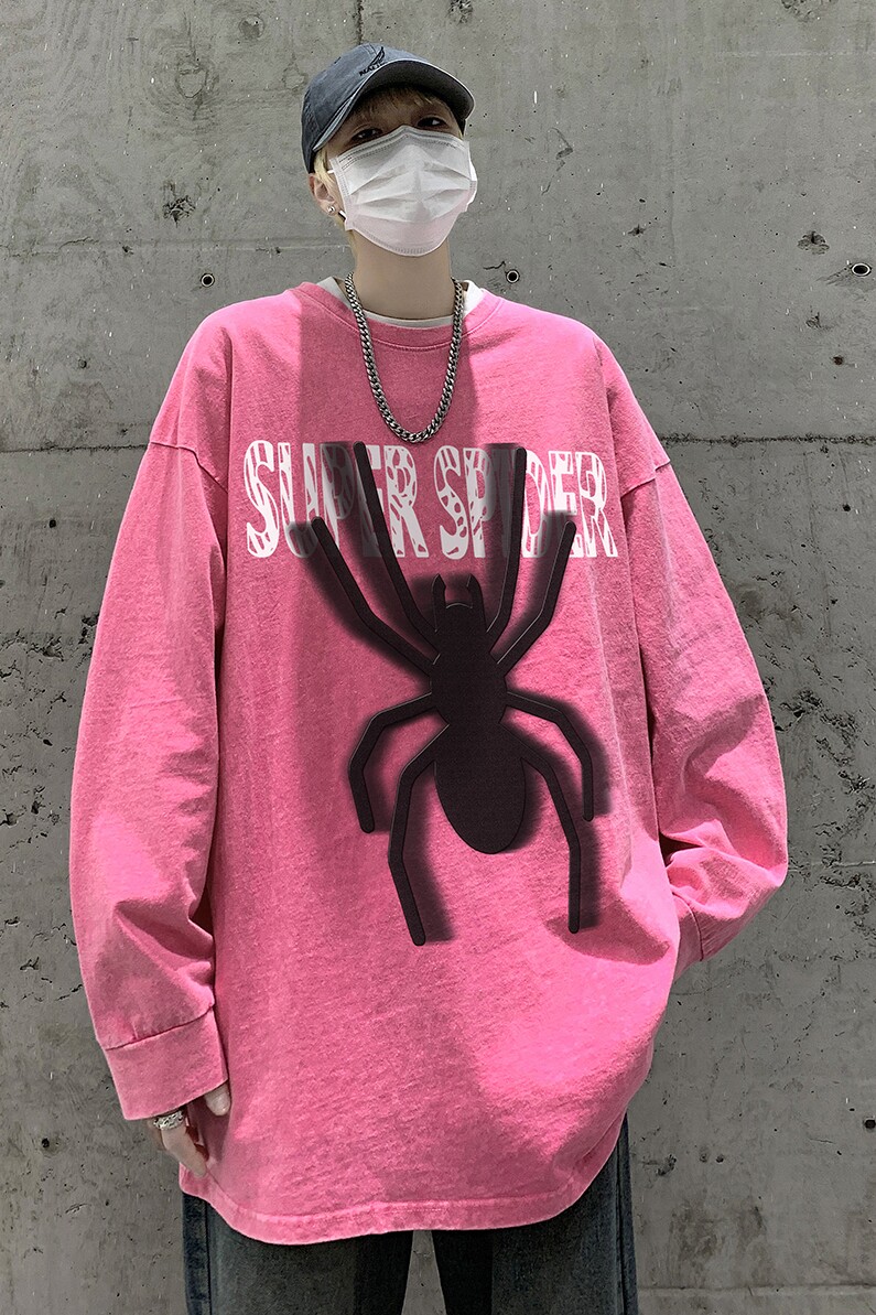 直播品质！秋装新品水洗做旧宽松印花长袖T恤XZ203-CT228-P55..,男装T恤,星座203