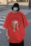 XZ203-SX212-P3823夏季新品水洗做宽松旧短袖T恤，男装T恤，星座203