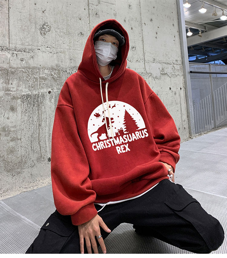 圣诞系列！冬装水洗做旧加绒加厚连帽卫衣  XZ203-W111加绒-P78图片