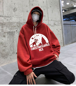 圣诞系列！冬装水洗做旧加绒加厚连帽卫衣  XZ203-W111加绒-P78图片