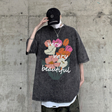 XZ203-SX246-P38夏季新品水洗做旧宽松印花短袖T恤.，男装T恤，星座203