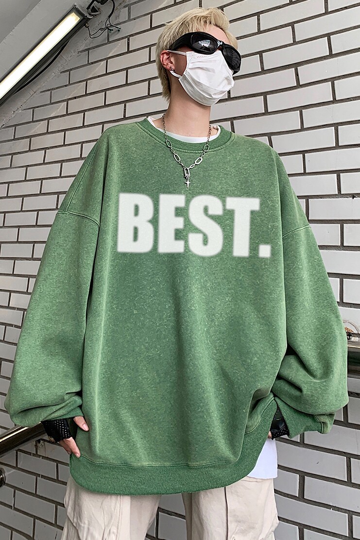 直播品质！秋冬重磅水洗做旧圆领卫衣XZ203-W604-P58,男装卫衣,星座203
