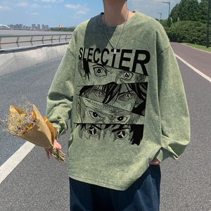 直播品质！秋装新品水洗做旧宽松印花长袖T恤 XZ203-CT221-P55.图片